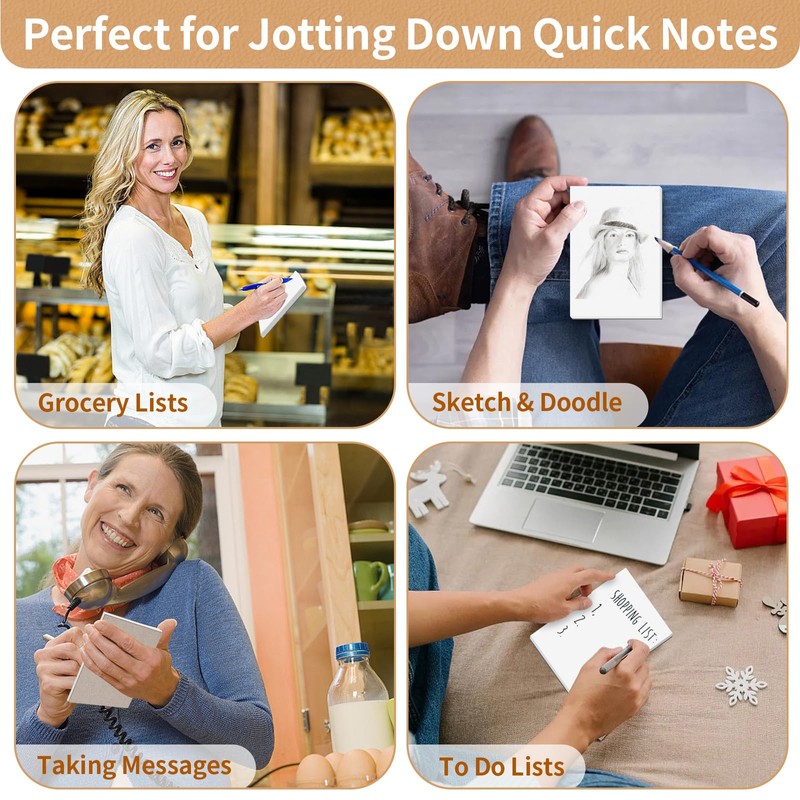 Note Pads 4x6 in, 10 Pack Blank Server Notepad, 50