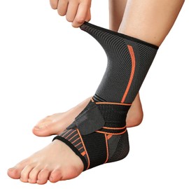 1 Pair Ankle Braces for Men & Women, Ankle Compression Sleeve Plantar Fasciitis Brace Plantar Fasciitis Relief, Arch Support Socks Ankle Brace for Sprained Ankle (Orange, Medium)