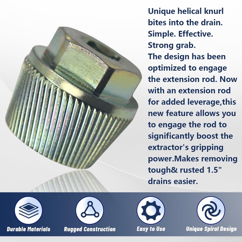 1.5" Tub Drain Extractor Removes Old Broken Stubborn and Rusted