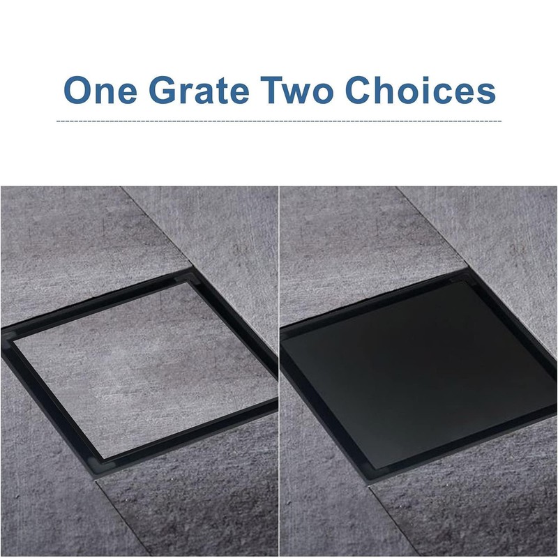 Matte Black Square Shower Drain, HIDROP SUS 304 Stainless Steel