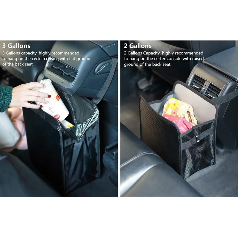 Ginsco 3 Gallons Open-Top Car Trash Can, Large Capacity Hanging