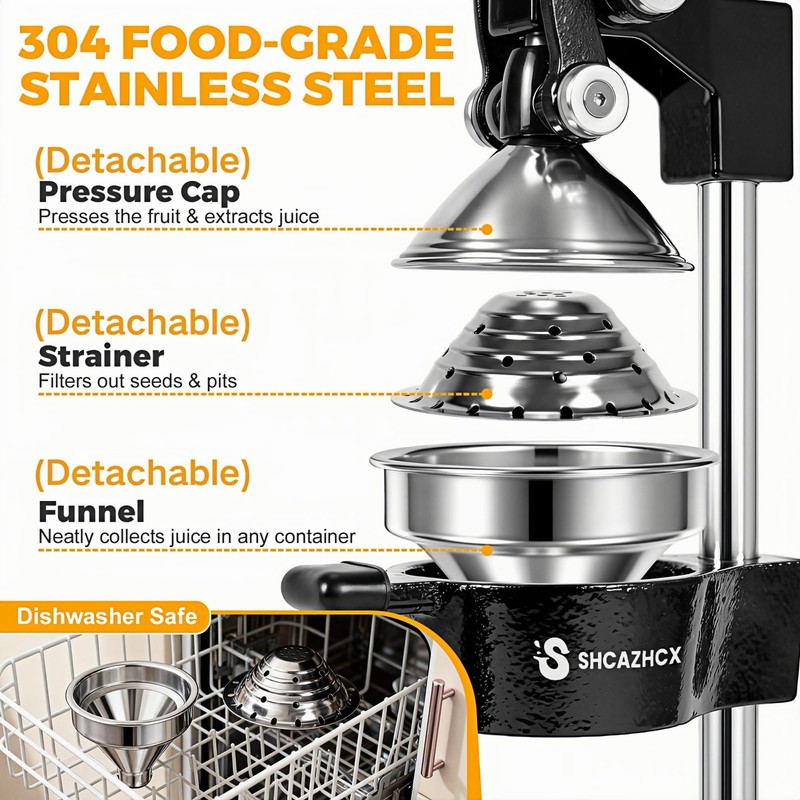 Shcazhcx Cast Iron Juicer, Fruit Squeezer with Stainless Steel Parts