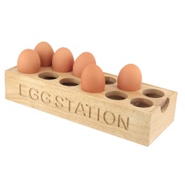 apollo THE HOUSEWARES BRAND Egg Station Holder, Organiser, High-Quality Hevea Wood, Holds up to 12 eggs, Great Gift Idea, 31.5x7.5x11.5cm, Natural