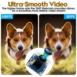 G 100fps Usb Camera Module 1080p Fisheye Webcam,2MP FHD CMOS OV2710 Web Cam Speed Embedded Webcamera,High 30fps 60fps 170 Degree Fisheye Camera Board Module Support IR CUT for Windows,Mac,Raspberry Pi