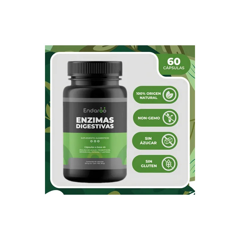 Enzimas Digestivas Probióticos Y Prebióticos 60 Cápsulas l Bromelina, Papaina