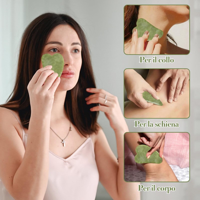 ZYKORT Kit Gua Sha of Jade and Jade Roller Face,