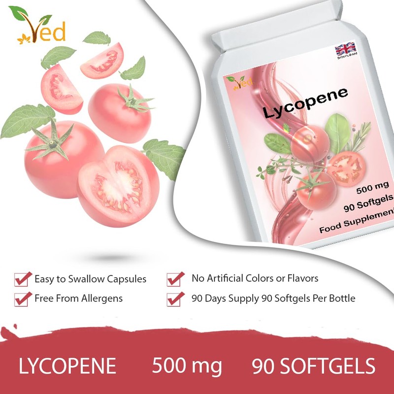 Ved Lycopene Supplement, Supports Energy Balance, Non-GMO, High Lycopene 500mg
