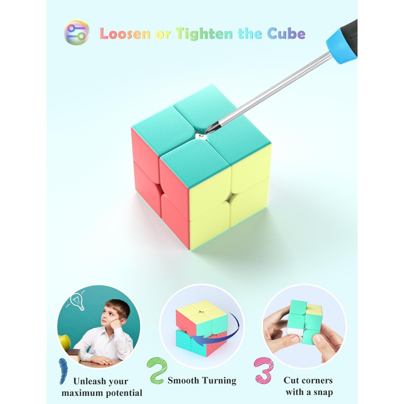 ROXENDA Speed Cube-2x2x2 Stickerless Magic Cube Macaron Vivid Color Fast
