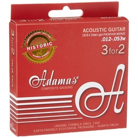 Adamas Strings for Acoustic Guitar Phosphor Bronze Historic Reissue Set of 3 Light .012 1818-3
