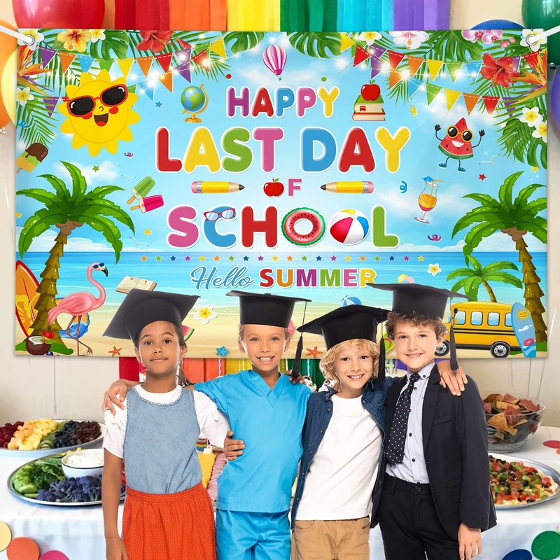 AIBIIN Happy Last Day of School Summer Graduation Backdrop End