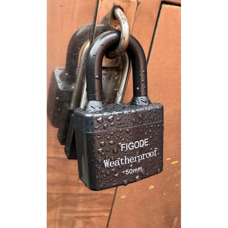 FIGODE® Outdoor Waterproof Padlocks, Covered Heavy Duty Laminated Steel Locks,