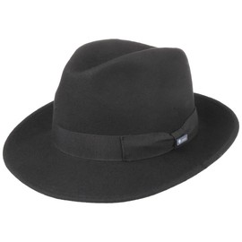 Lipodo Basic Bogart Felt Hat - Bogard Hat Made of 100% Wool Felt - Wool Felt Hat Women / Men - Fedora Made in Italy - Hat Summer / Winter - Wool Hat, black