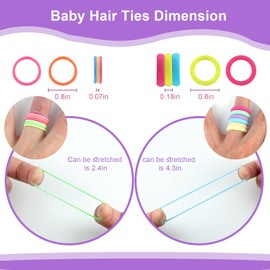 220 PCS Baby Hair Ties No Damage, Toddler Hair Ties with Bows Small Rubber Bands Elastic Ponytail Holders Hair Accessories for Infants Baby Girls, Multi-color