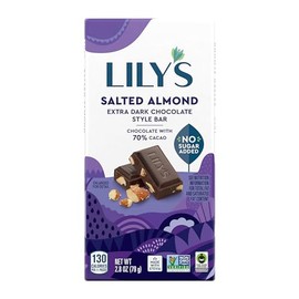 LILY'S Salted Almond Extra Dark Chocolate Style No Sugar Added Sweets, Gluten Free, Bulk, 2.8 oz Bars (12 Count, 12 Boxes)