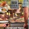Digital Food Thermometer LCD Digital Screen Clock Timer with Stainless