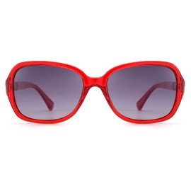 FEISEDY Vintage Square Polarised Sunglasses for Women UV400 Protection Driving Ladies Sunglasses B2526, Red/Grey