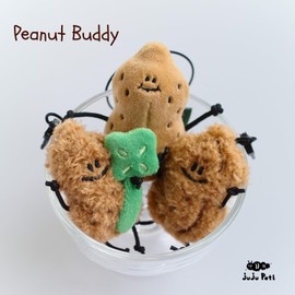 juju Pati Mini Peanut Plush Bag Charm, Pack of 3 Adorable Keychains for Bag Key and Accessories, Fun Gift Idea x Fickle Plan