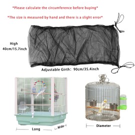 Ulifebetter Bird Cage Seed Catcher, Adjustable Bird Cage Bird Cage Cover Skirt Seed Catcher Birdcage Seed Catcher Bird Cage Netting Bird Cage Mesh Cover for Bird Cage Parrot Lovebirds Finches(Black)