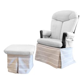 Glider Skirt, Universal Fit Safety Skirt for Glider Chair and Ottoman for Nursery, Baby Proofing Pinch Guard, Glider Chair and Ottoman Sold Separately, Striped Mineral Grey Color