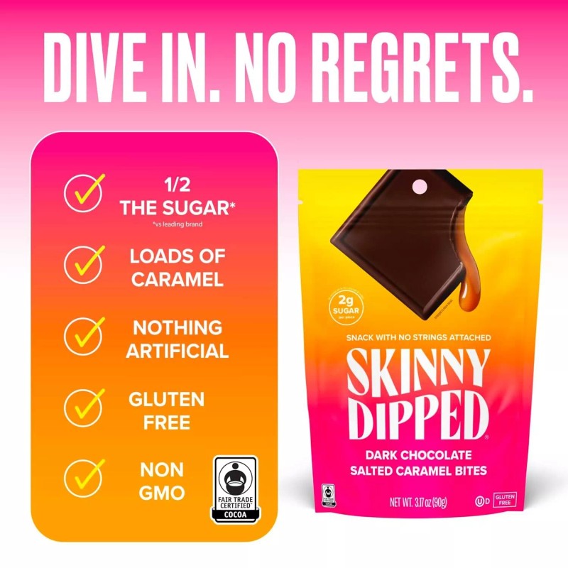 Skinnydipped Dark Chocolate Salted Caramel Bites 3.17 Oz