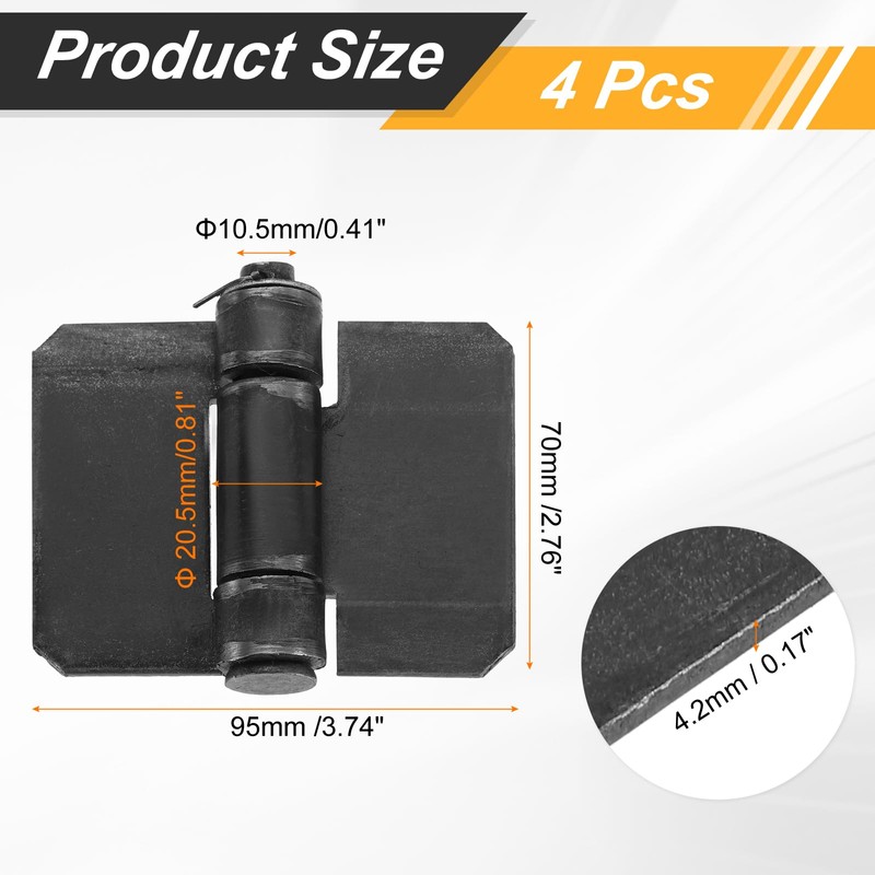 uxcell 4 Pack Heavy Duty Weldable Hinges, 2.76" x 3.74"