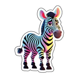 Rainbow Zebra Vinyl Sticker, Colorful Animal Decal, Cartoon Art Design,SUV, Van, Window, Bumper, Wall, Laptop, Tablet, Cup,Tumbler Or Any Smooth Surface