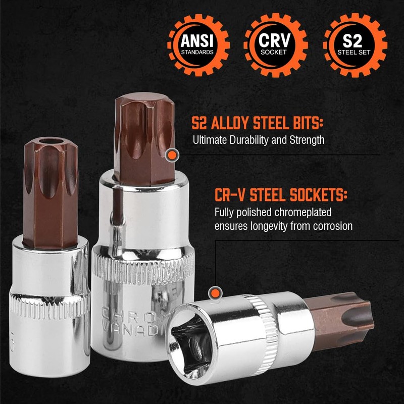 HORUSDY 34-Piece Master Torx Bit Socket Set, Premium S2 Alloy