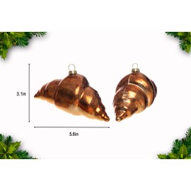 2pcs Blown Glass Croissant Ornaments for Christmas Tree