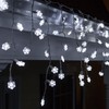 70 LED Cool White Snowflake Icicle Lights, 7.5', White Wire