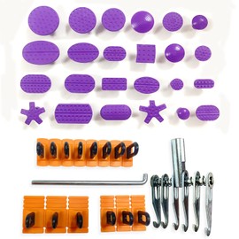 NIUVOCY Car Dent Repair Tools,Powerful Orange Glue Tabs,M16 Adjustable 6 Finger Metal Claw Dent Puller Tool,Body Repair Dent Remover Tools (Yellow& Purple Glue Tabs&Claw Pulling Head) Consumables