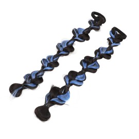 2pcs Bubble Ponytail Extension, Cute Synthetic Braid Wig Long Bubble Hairpiece for Women Girls, with high temperature synthetic hair, for versatile styling (Brown Black Haze Blue)