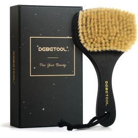 DEBETOOL Cepillo corporal para cepillar en seco para exfoliar, cepillo de drenaje linfático natural de cerdas de jabalí para el cuidado corporal, elimina la piel escamosa y mejora la circulación