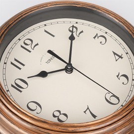 Topkey Silent Wall Clock Kitchen 9 Inch Retro Non-ticking Decorative Bedroom Office Wall Clock - Vintage gold