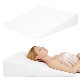 VADSBO Wedge Pillow, Bed Wedge Pillows for Sleeping, Snoring, Back Support, After Surgery, Foam Triangle Pillow, Removable Washable Cover (White, 7.5in)