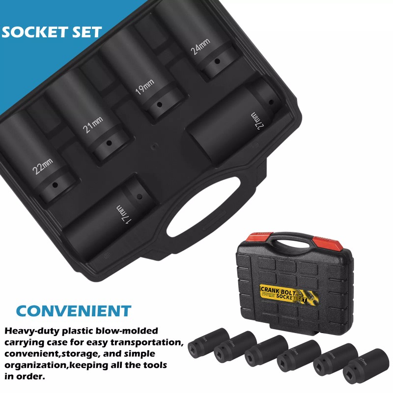 Unbranded 6 Pack Crank Bolt Socket Set 17/19/21/22/24