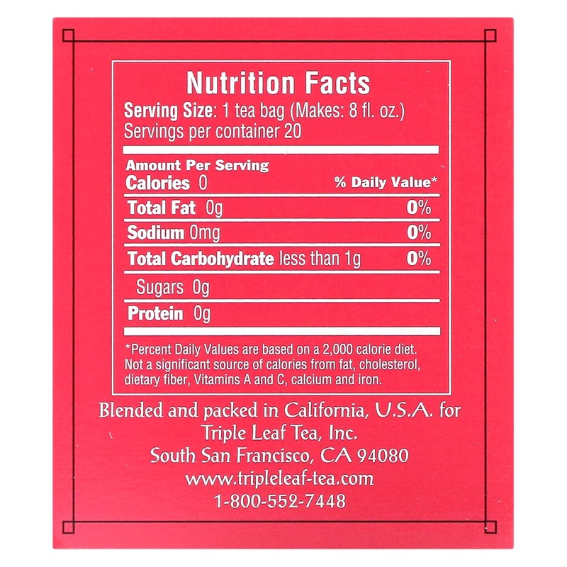 Triple Leaf Tea Rose Black Tea, 20 Tea Bags, 1.06