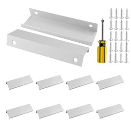 Bivethoi 10 Pcs Finger Edge Pull Handles, Silver 80mm/3.15" Length Aluminum Alloy Hidden Right Angle Edge Pulls for Home Kitchen Door Drawer Cabinet (2-1/2" Hole to Hole)
