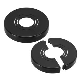 PATIKIL Wall Split Flange 0.8/1/1.3 Inch, 2Pcs 0.4" Thicken Cuttable ABS Round Escutcheon Plate Cover Buckle for Water Pipe Faucet Decoration, Black