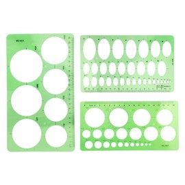 Tabanzhe 3-Piece Circle Stencils-Plastic Oval Drawings Templates Geometry Measuring Template Rulers for Painting Drawing Engineering Drafting School Office