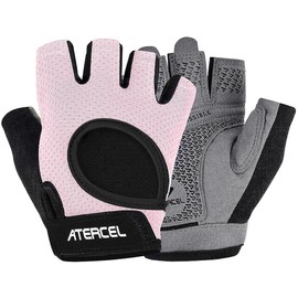 [ATERCEL] Muscle Training Gloves, Men's, Women's, Muscle Training, Gym Gloves, Sports Gloves, Anti-Slip, Breathable, Ergonomic Design, Fit, Lightweight (Pink, L)