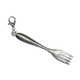 Fork Cutlery Charm Zipper Pull Pendant For Bracelet Wristlet Miniblings Forks Silver
