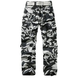 TRGPSG Men's Wild Cargo Pants, Camo Pants Cotton Casual Work Hiking Pants with 8 Pockets 5337 Black Hawk Camo 34