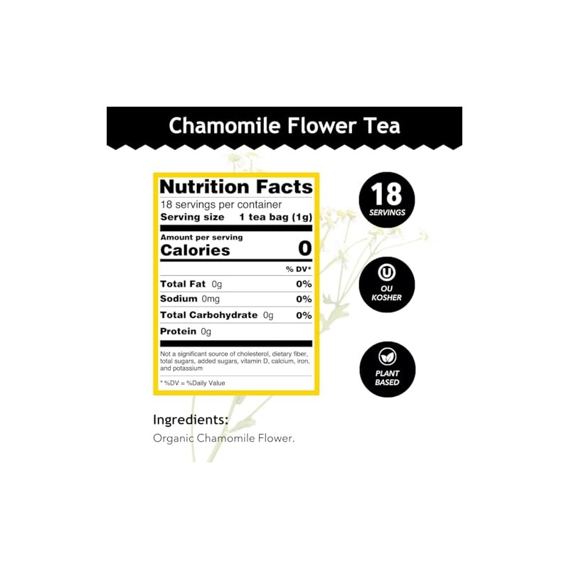 Kosher, sin cafeína, sin OMG, 18 bolsas de té sin
