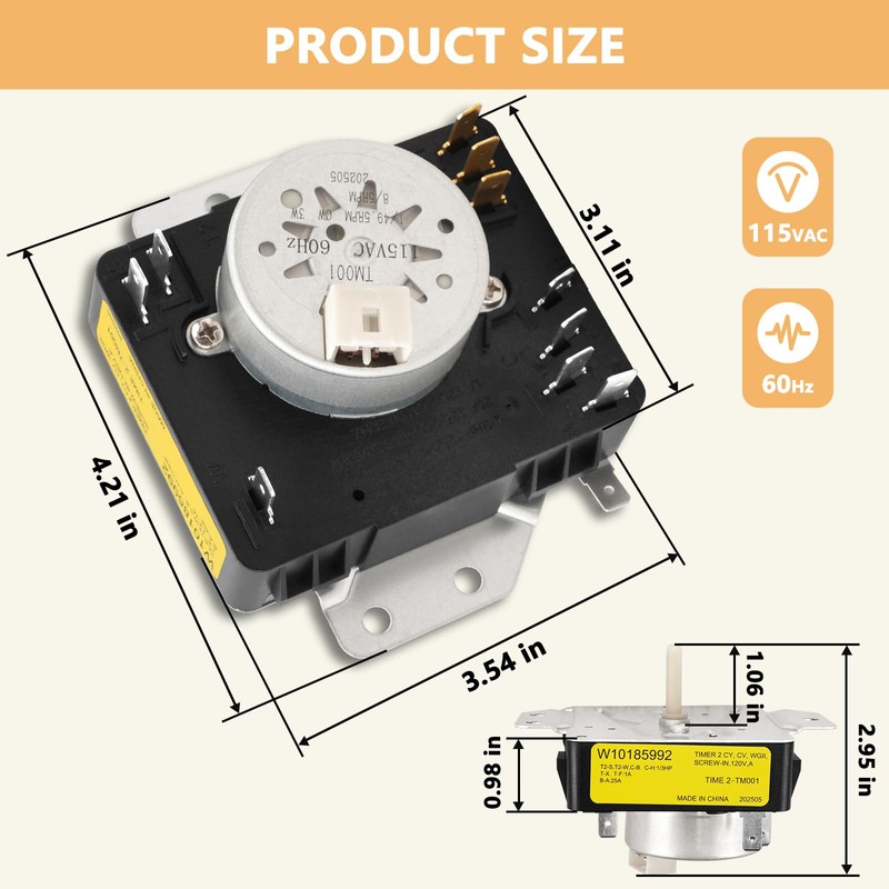 W10185992 Dryer Timer,Boeeda Dryer Timer Replacement 418-095-20-b5 Compatible with maytag
