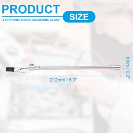 PATIKIL 4Pack Helping Hands Soldering Clamp, 8.3inch Magnetic Gooseneck Metal Arms with Alligator Clips for Electronics Repair Painting Jewelry DIY, Silver/Black