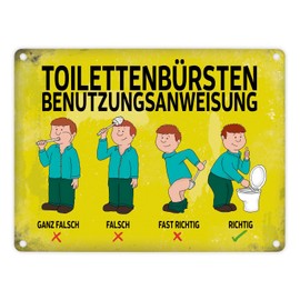 Metal Sign with Saying "Toilettenbürstenbenutzungsanweisung" [German Language