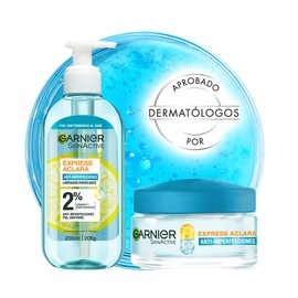 Kit Garnier Las Favoritos del Mariana - Express Anti Imperfecciones Gel Limpiador con Ácido Salicílico  Crema Facial Hidratante Matificante en Gel    