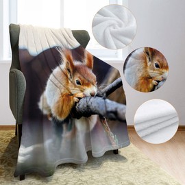 Violetpos Thick Blanket Warm Sherpa Cosy Flannel Fleece Sofa Blanket Lid Blanket High Quality Blanket Super Soft Squirrel Tree 125 x 200 cm