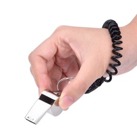 EBOOT Sports Coach Whistle with Lanyard and Stainless Steel Coach Whistle with Spiral Bracelet, 2 Pack