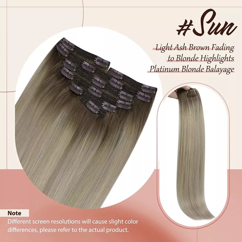sunny hair Extensiones Cabello 14in Rubio Ceniza Ombre Rubio Bril